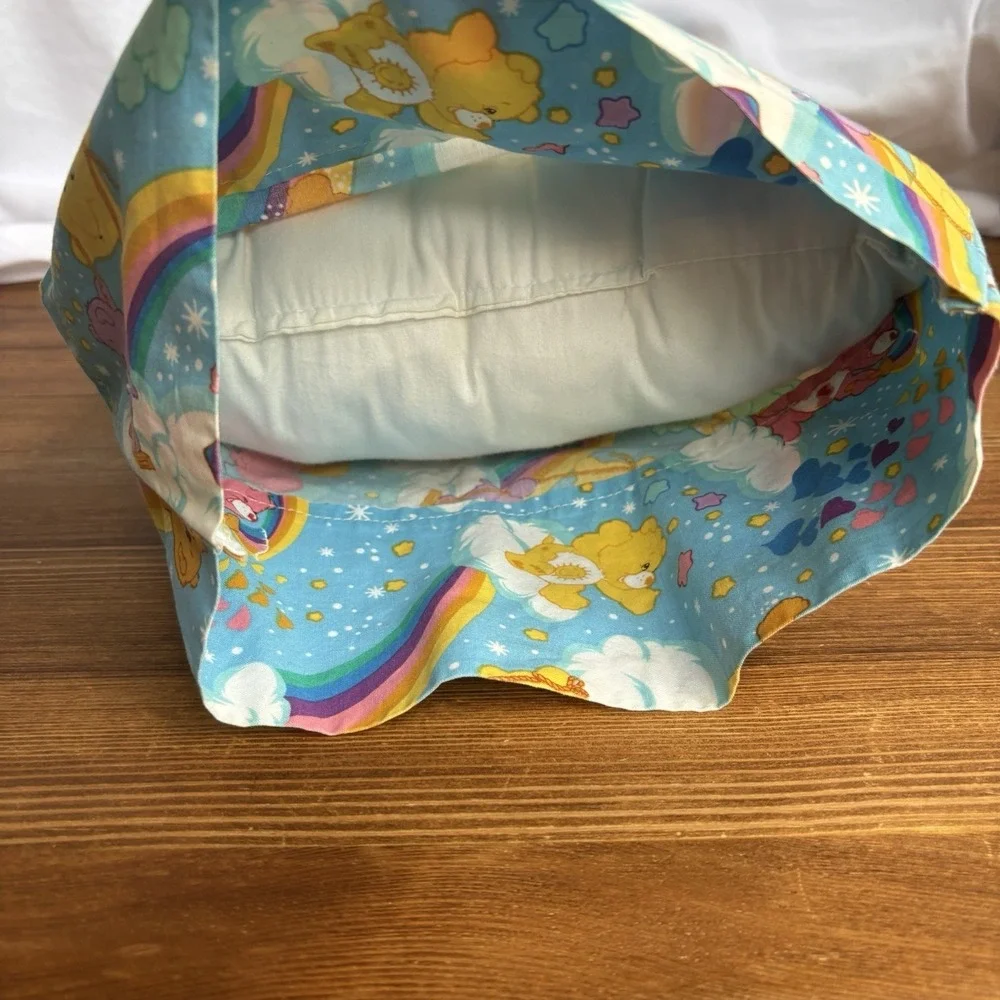 Handmade Care Bears Pillowcase Rainbow Clouds Hearts Blue 17x11 Kids Bedding